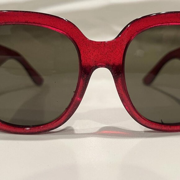 Gucci Glitter Round Frame Sunglasses GG0142SA Red - Picture 6 of 11